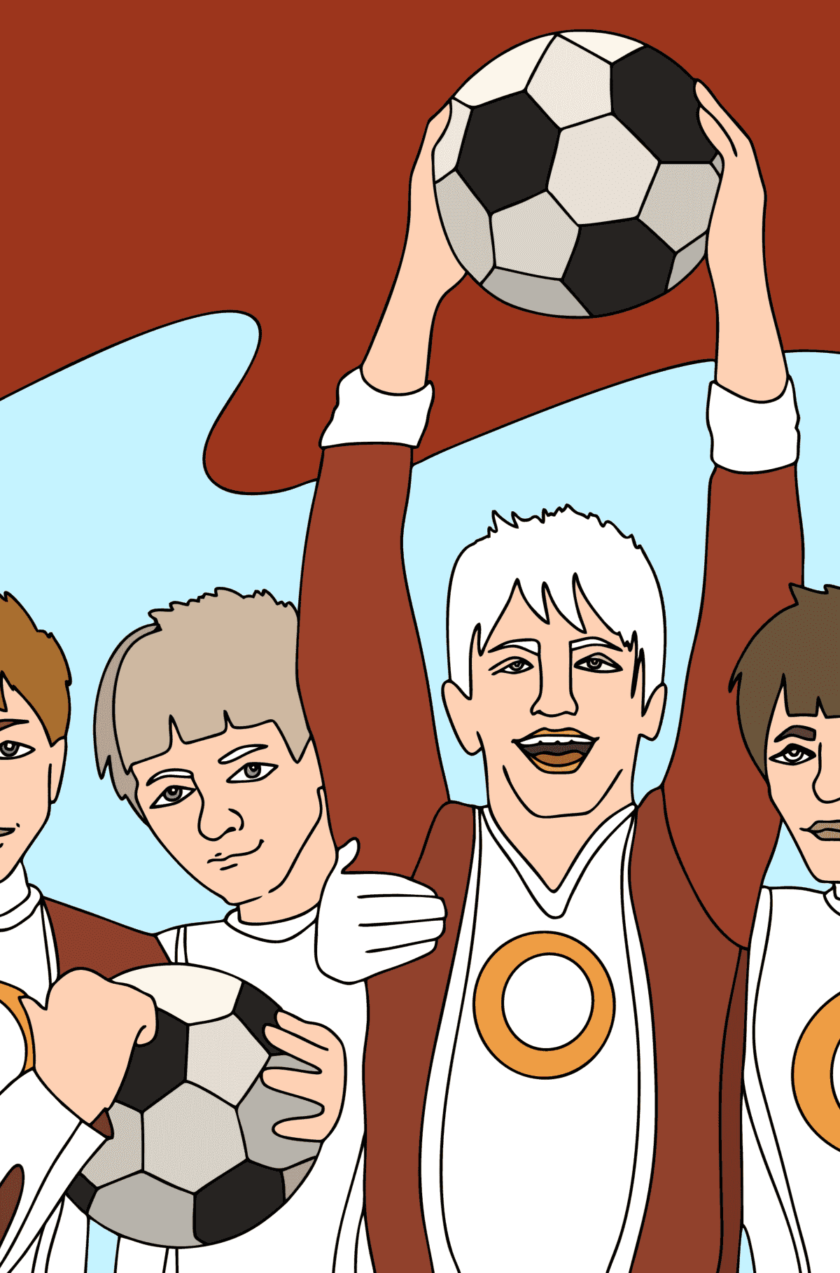 Tegning til fargelegging Fotball og mestere - farge bok for voksne