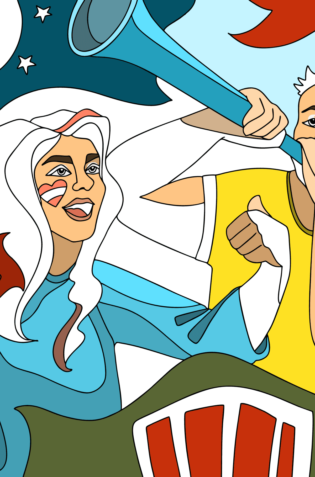 Раскраска Футбол и Болельщики - Раскраски для Взрослых