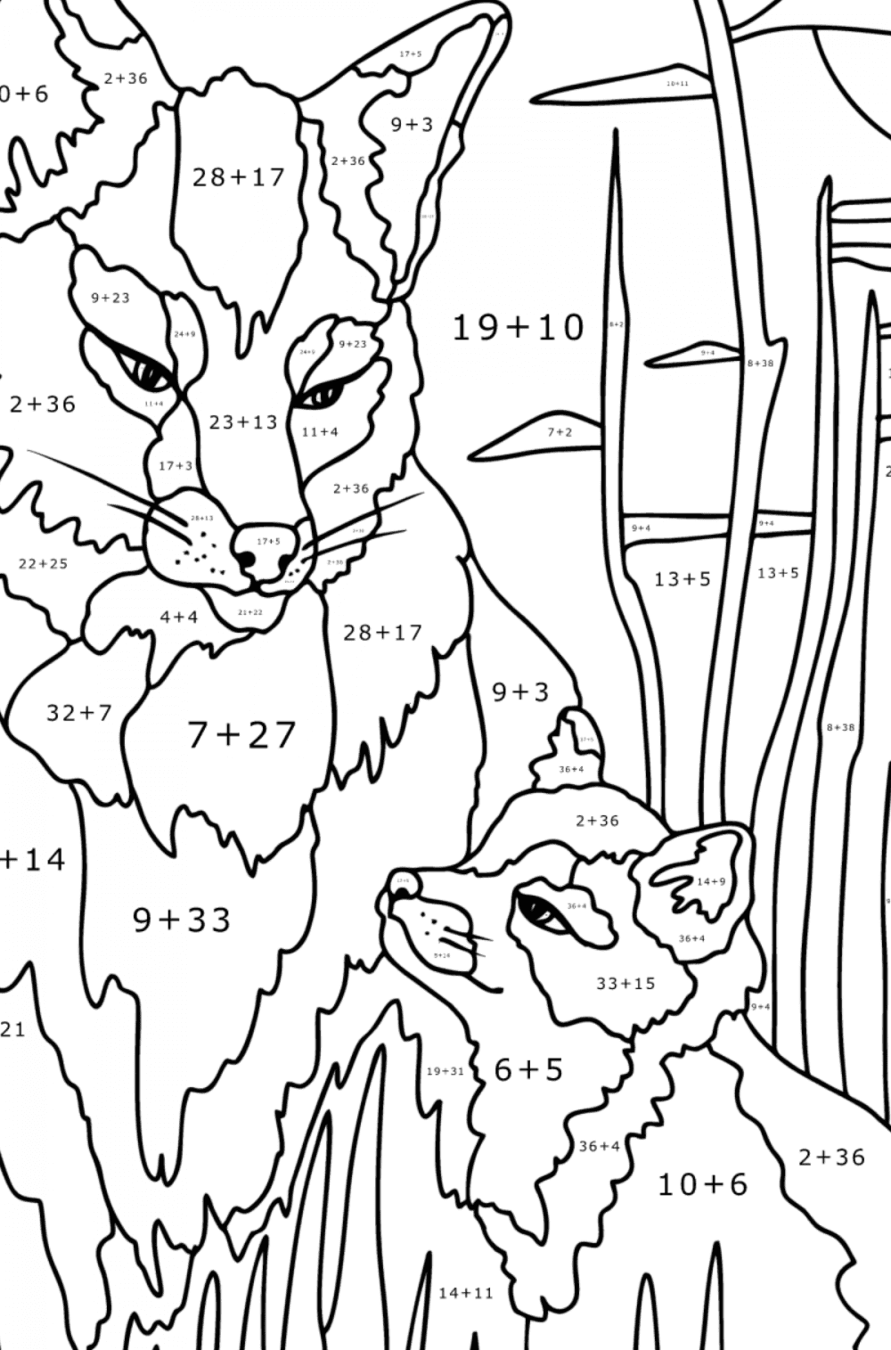 Fox and fox - Foxes coloring pages for Adults online and printable