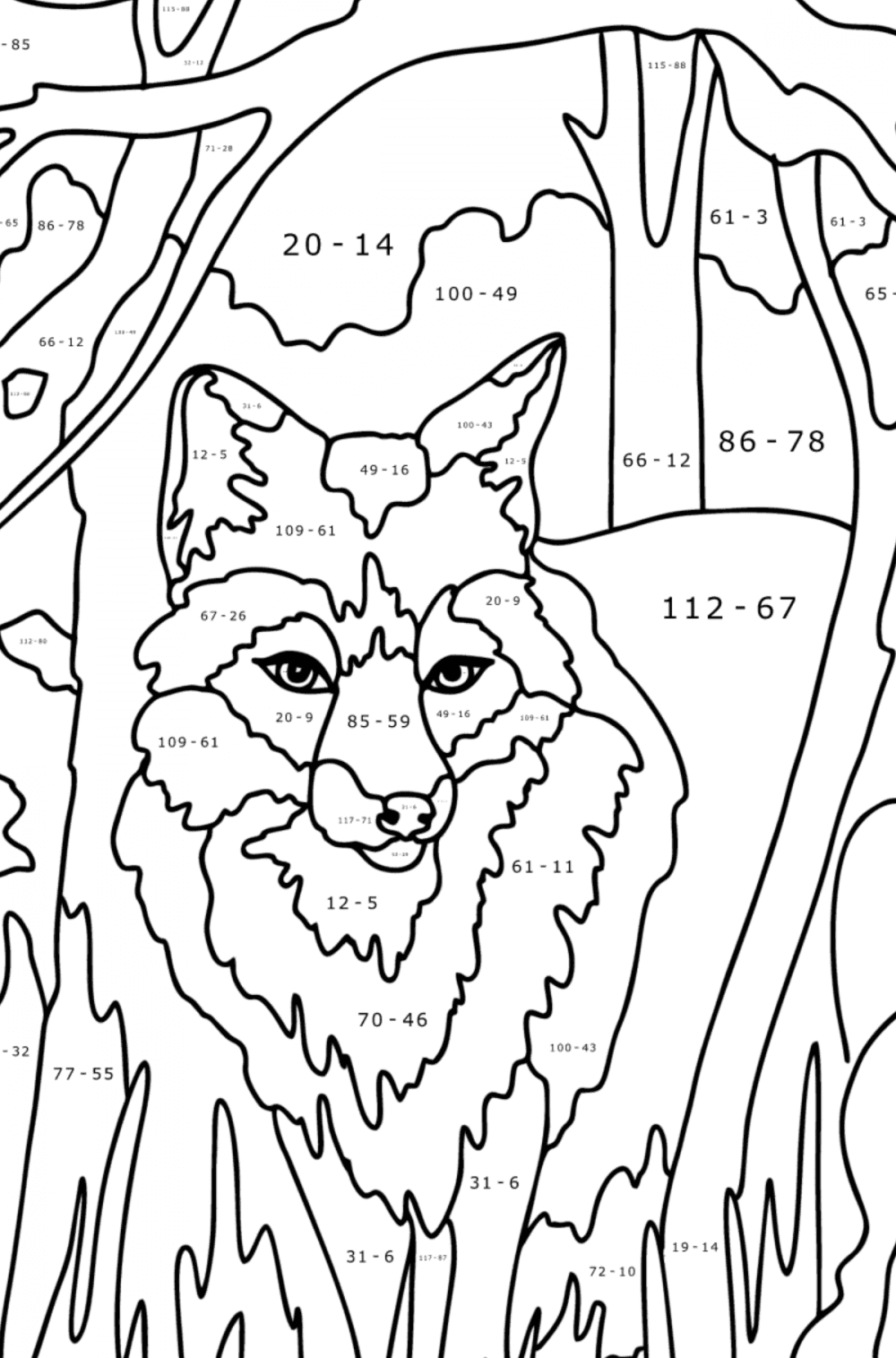 Fox in the forest - Foxes coloring pages for Adults online