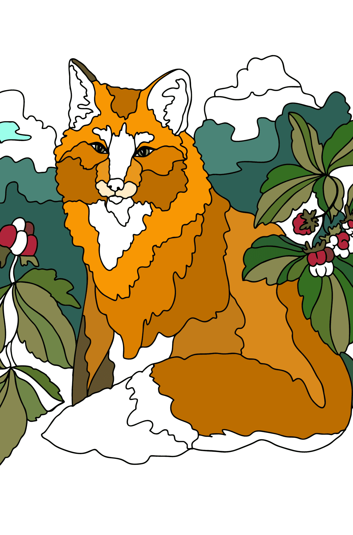 Beautiful fox coloring page - Coloring Pages for Adults