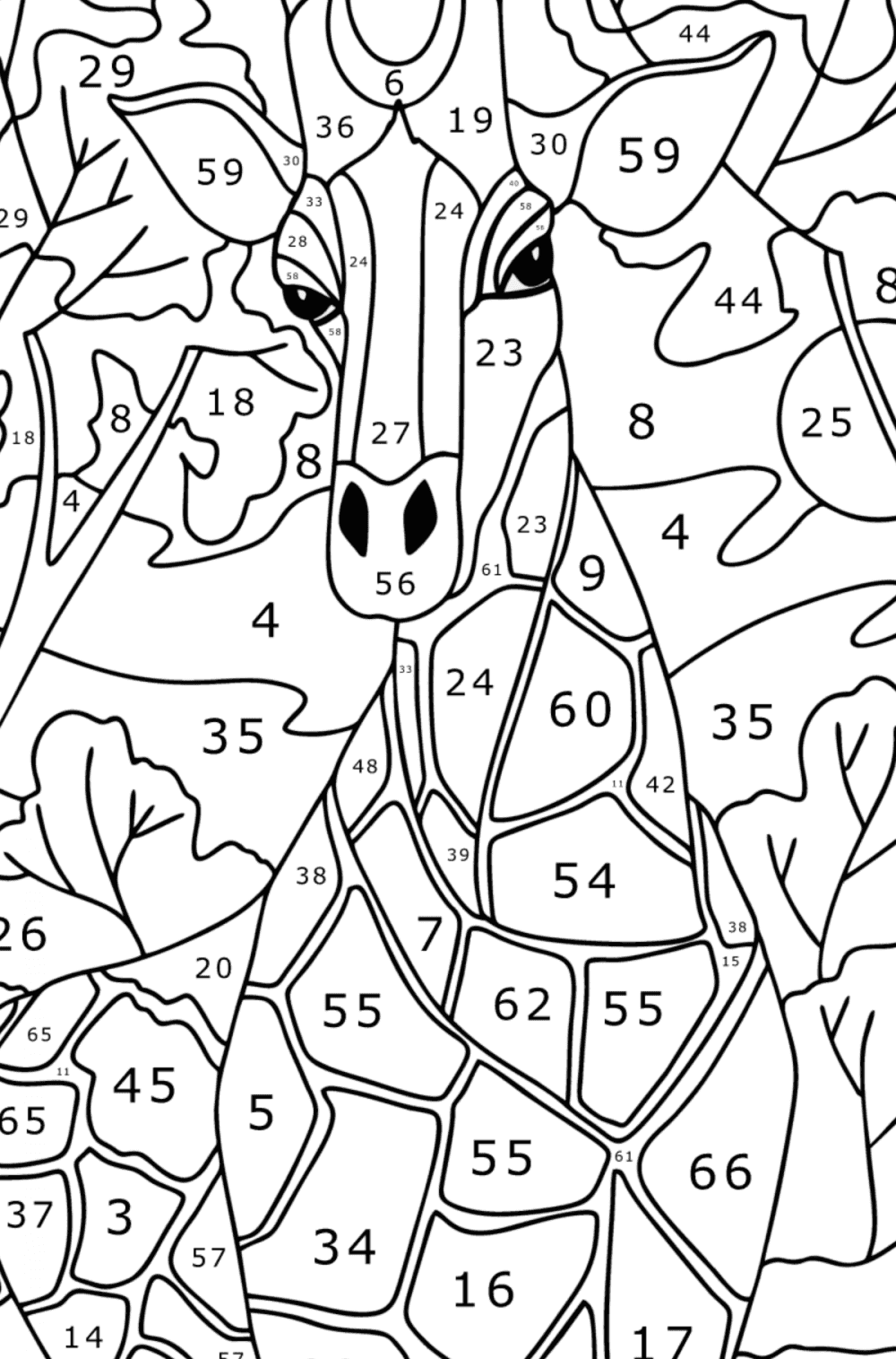 Giraffe In Savannah - Giraffes coloring pages for Adults online