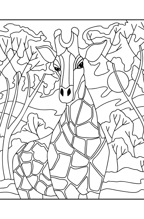 Giraffes coloring pages for Adults Online or Printable