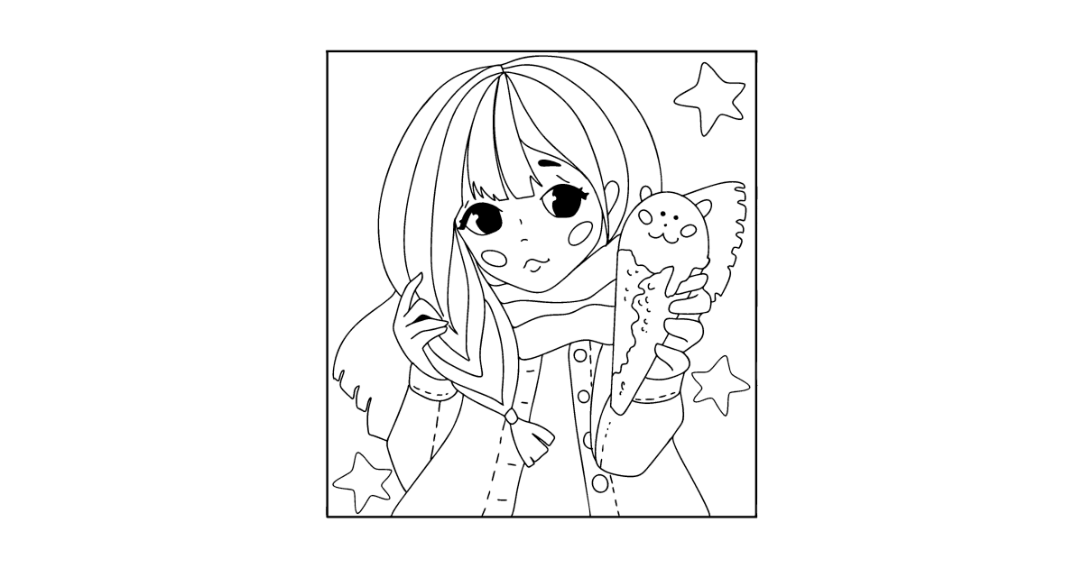 Kawaii Anime Girl Coloring Page Stock Illustration 2225107631  Shutterstock