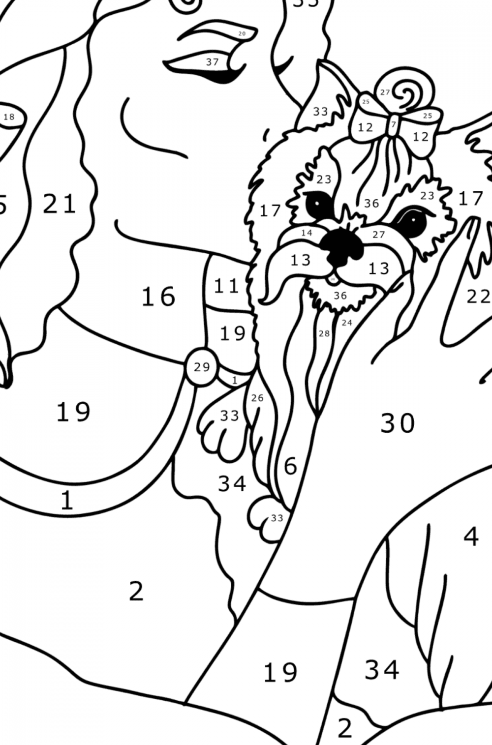 woman-with-a-dog-woman-coloring-pages-for-adults-print-and-online