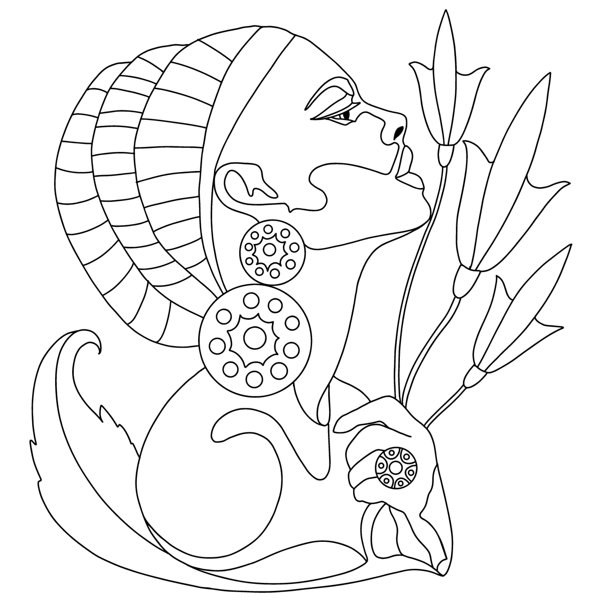 Portrait of a Graceful Girl - Woman coloring pages for Adults Online