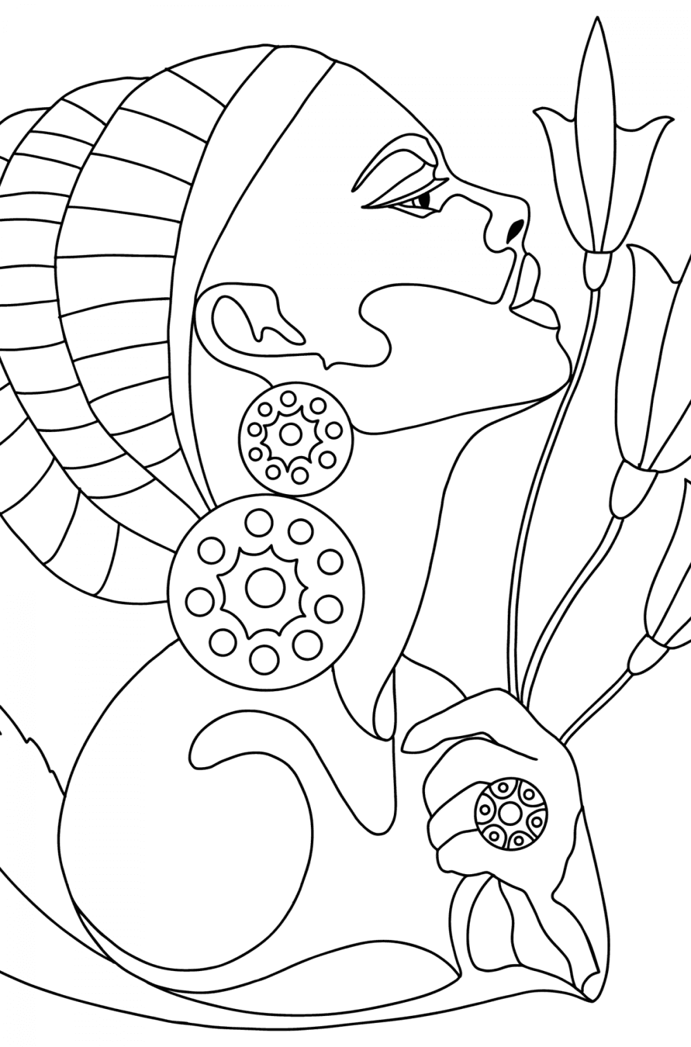 Portrait of a Graceful Girl - Woman coloring pages for Adults Online