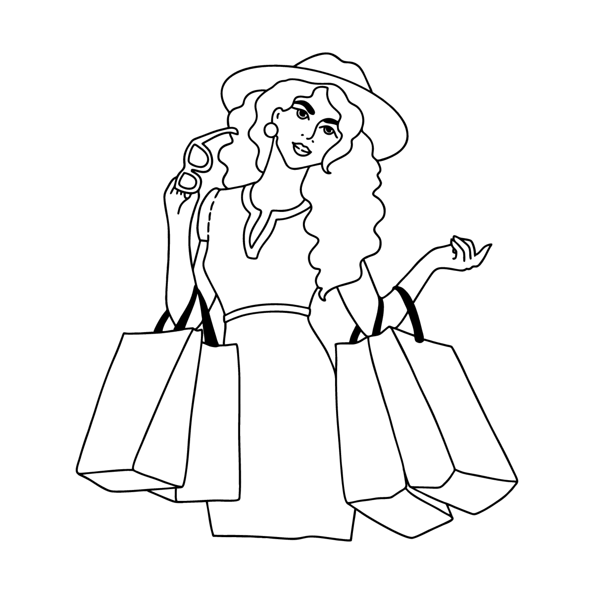 Modern woman - Woman coloring pages for Adults Print and Online