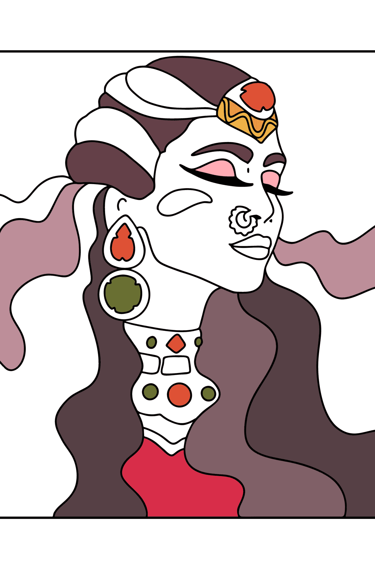 Mewarnai gambar Gambar wanita cantik - buku mewarnai untuk orang dewasa