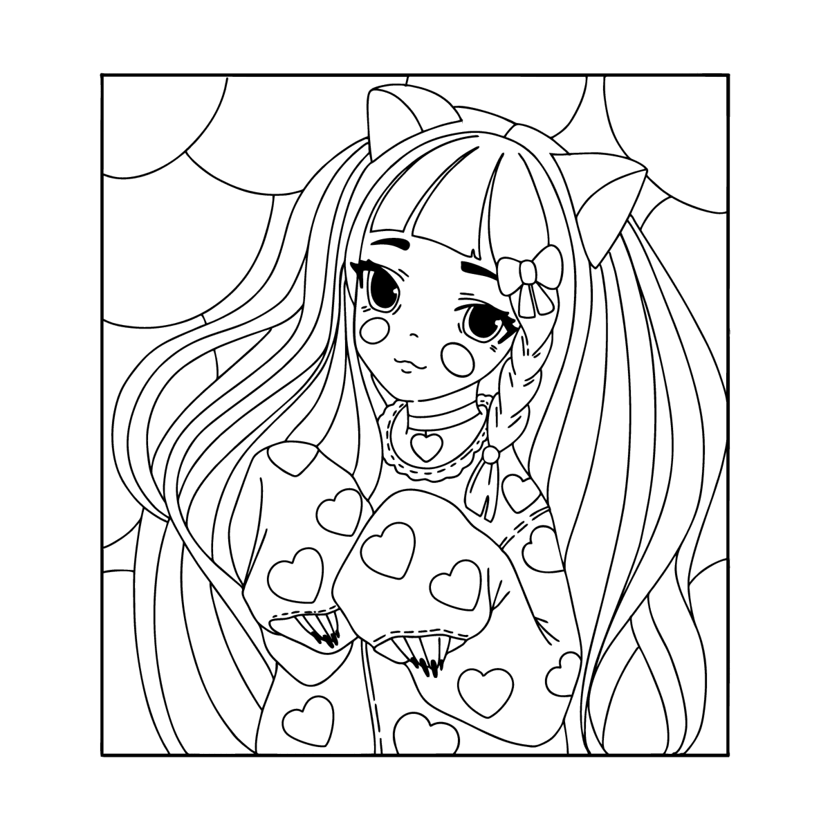 Coloring page Cute Anime girl Print Free