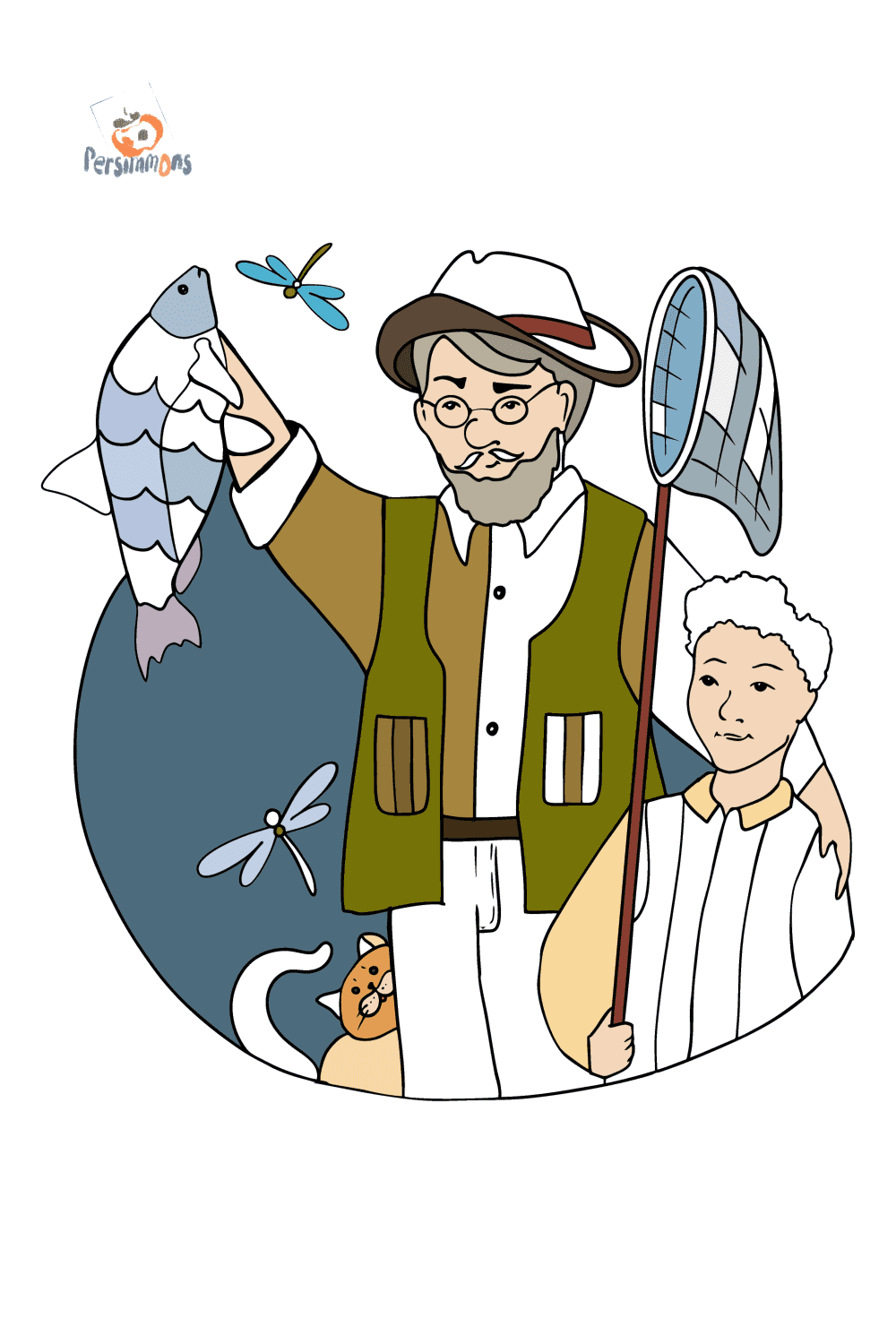 Fishing - Grandparents day coloring pages Online and Printable