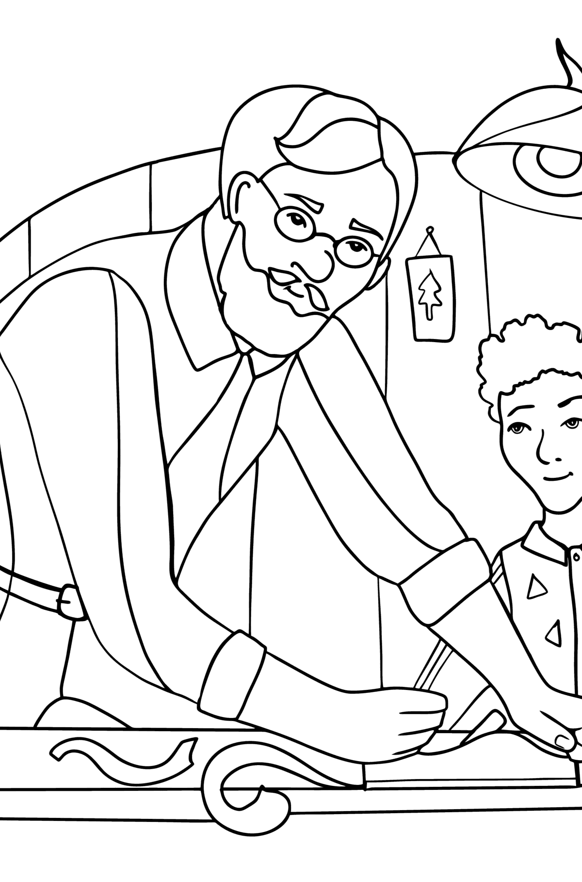 Dibujos Día de los Abuelos para colorear en Línea - Abuelo y nieto