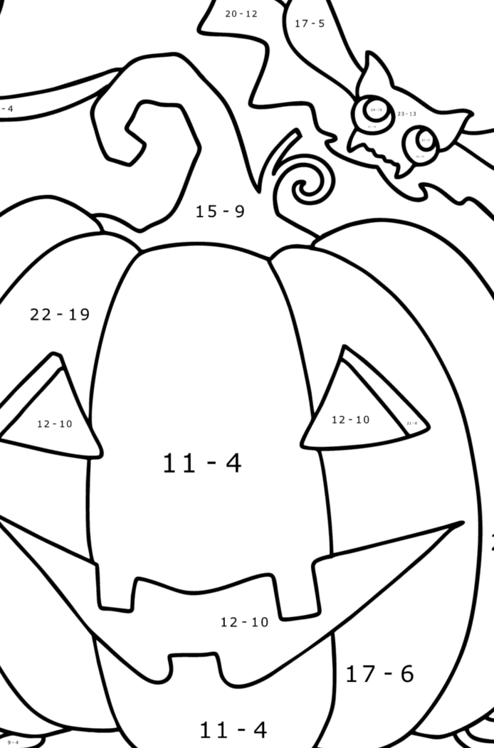 Bat and pumpkin - Halloween Coloring pages for Adults