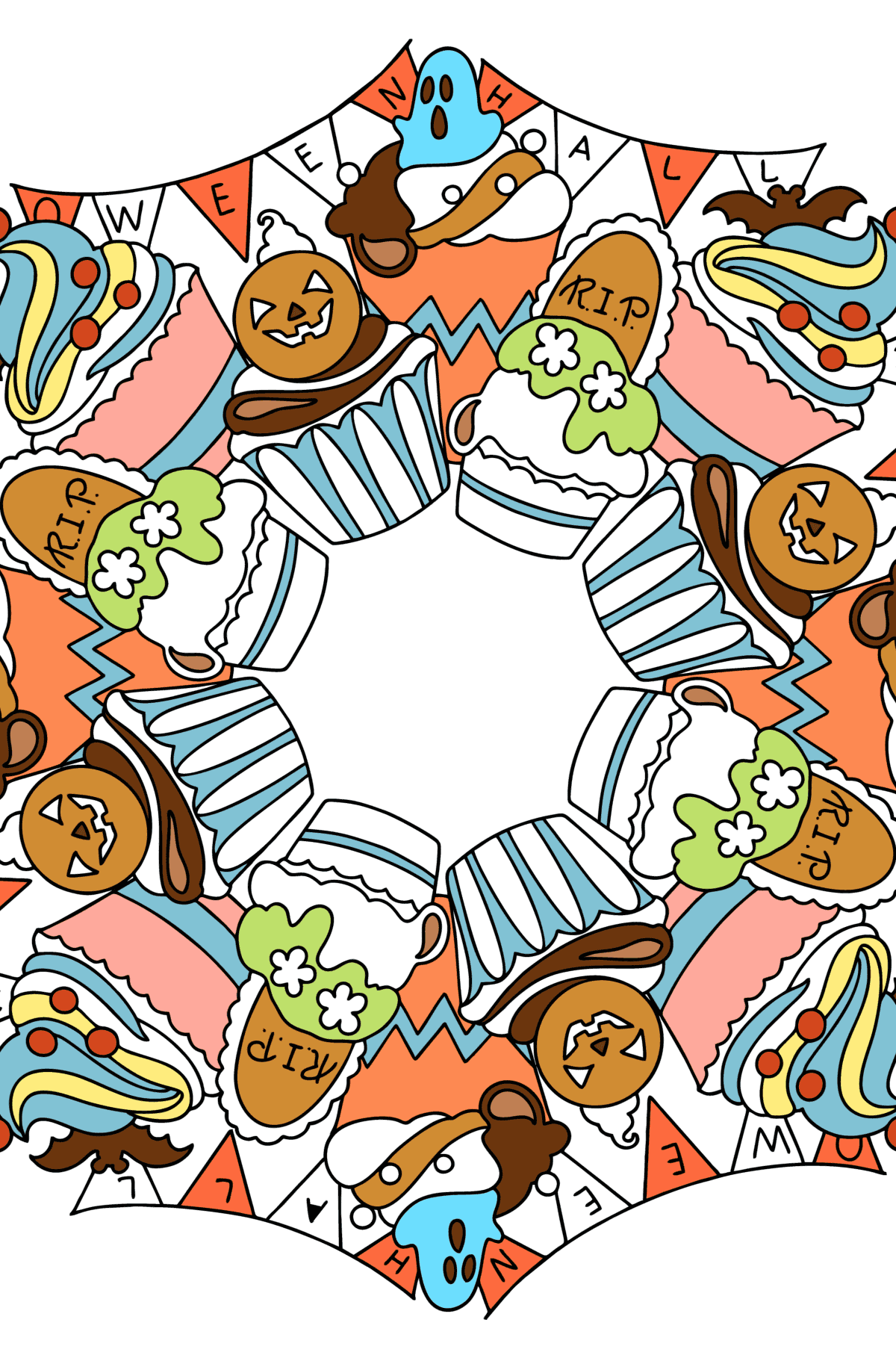 Desen Halloween drăguț de colorat - carte de colorat pentru adulti