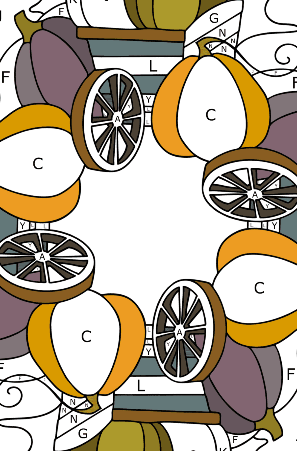 Easy cute halloween coloring page - Coloring by Letters for Adults