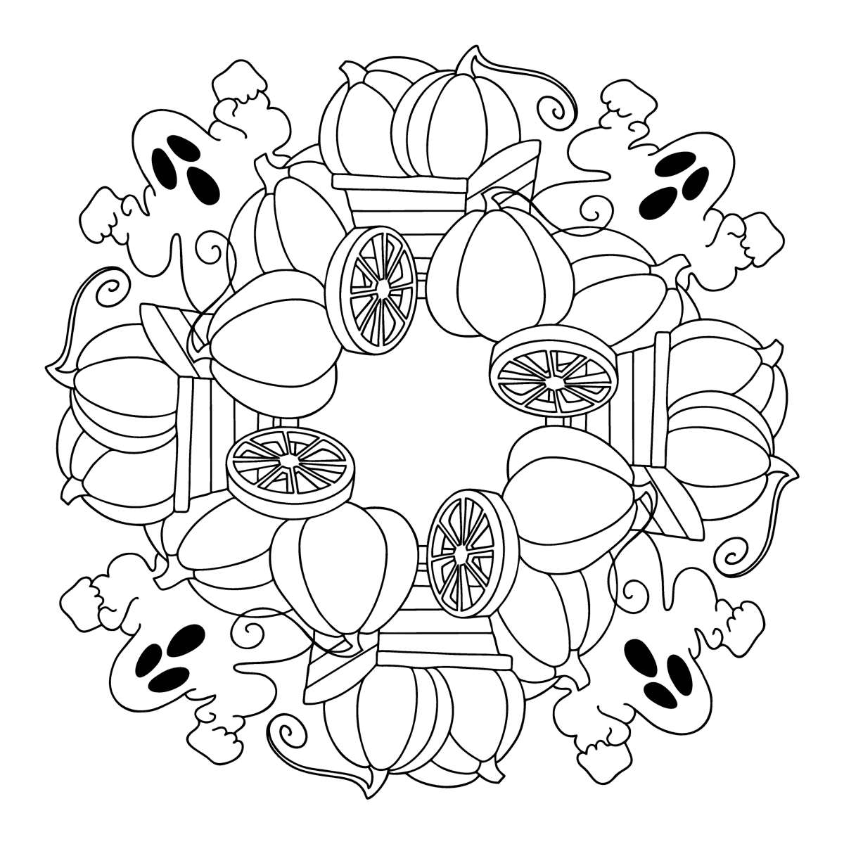 Easy cute halloween coloring page Coloring for Adults com
