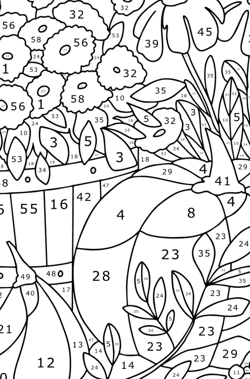 Flowers and Pumpkins coloring page ♥ Online and Print for Free!