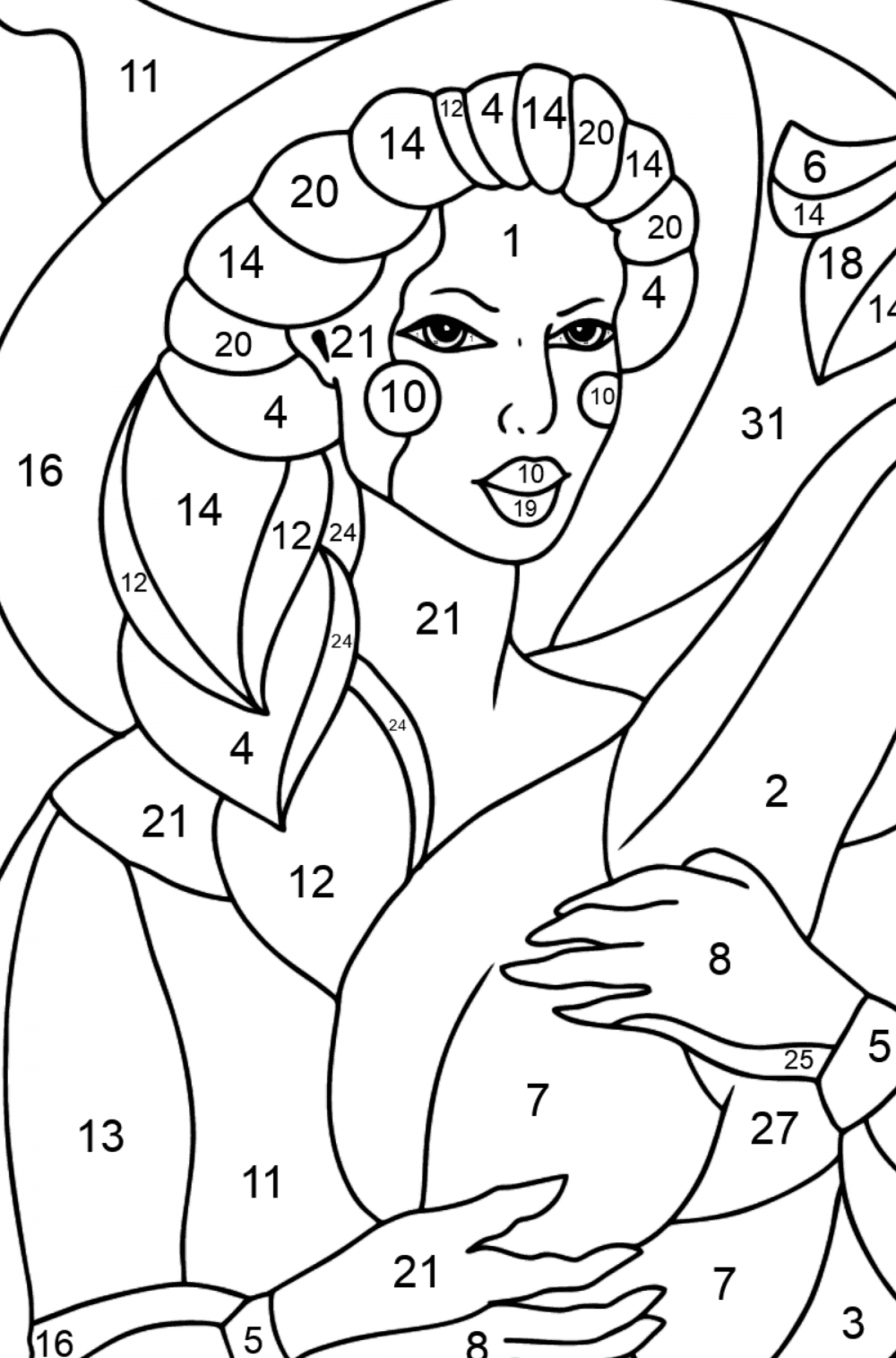 Beautiful witch for Halloween - Halloween Coloring pages for Adults