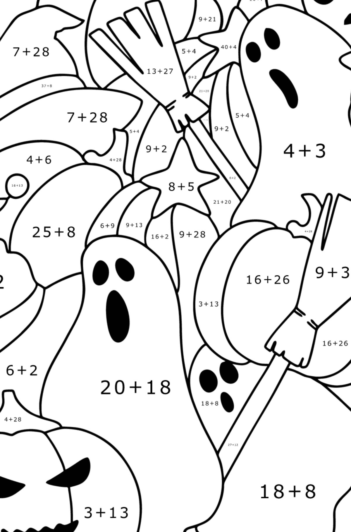 Halloween in doodle style - Halloween Coloring pages for Adults