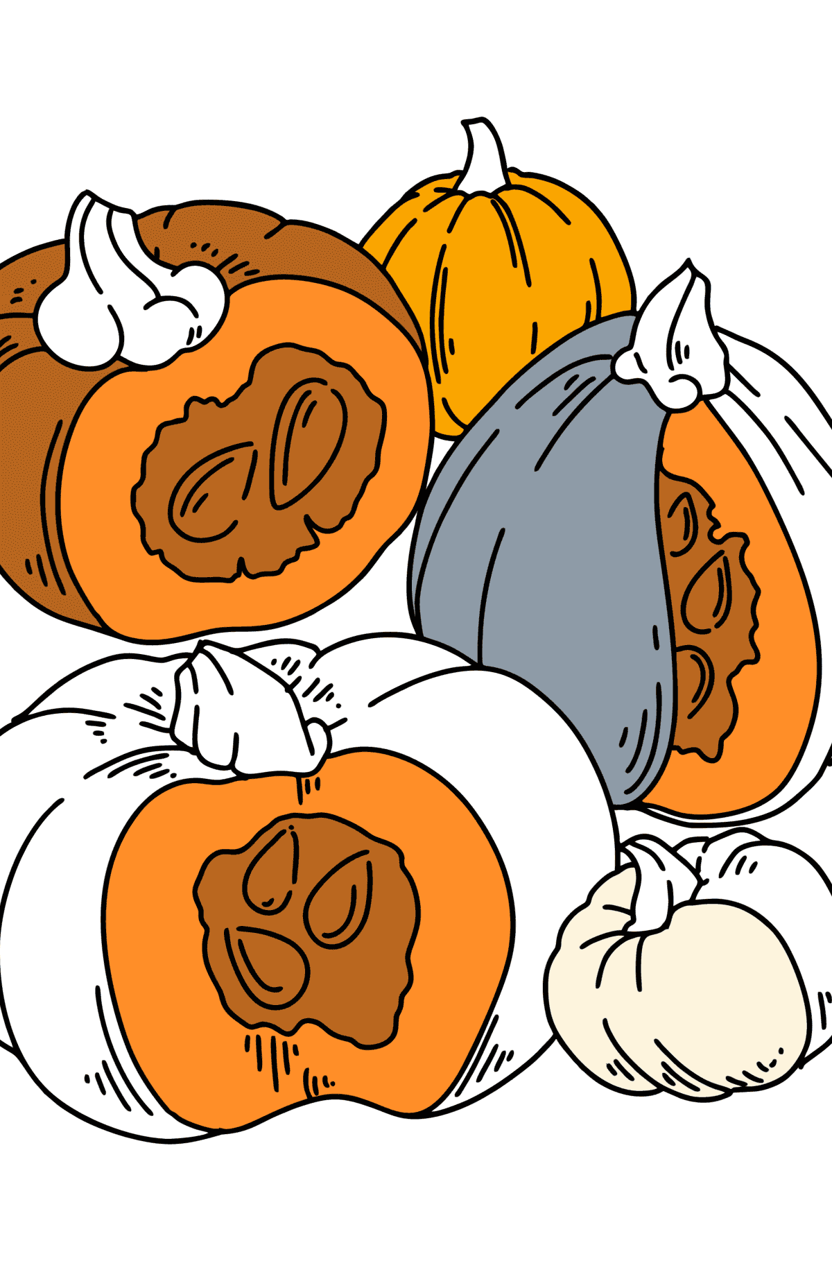 Coloring page Pumpkin harvest - Coloring Pages for Adults