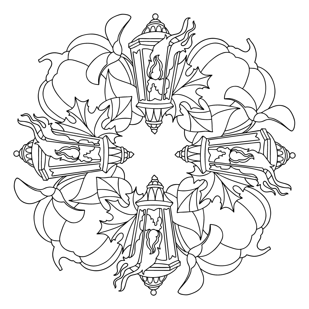 Pumpkin mandala coloring page | Coloring-for-Adults.com