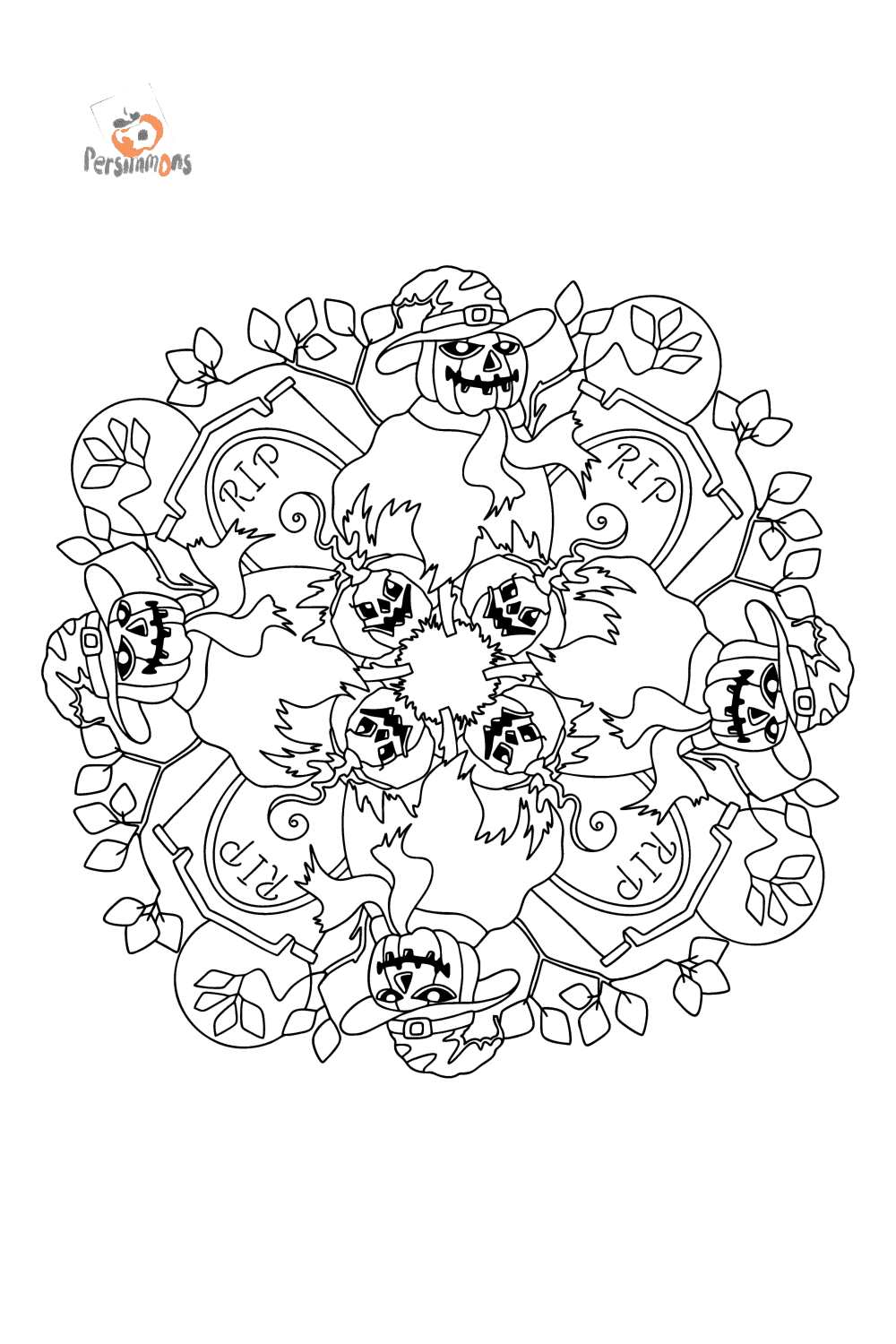 Scary Halloween coloring page