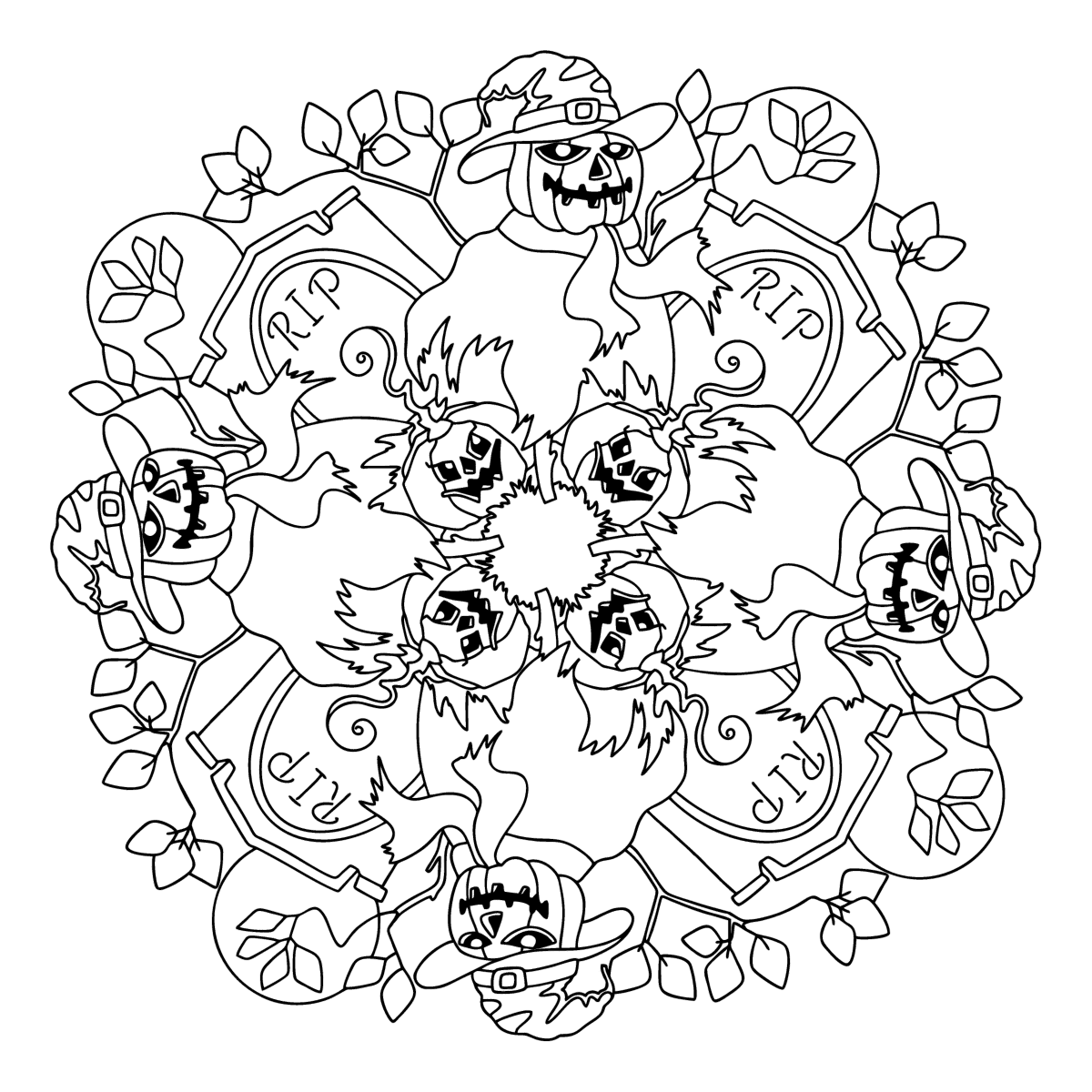 Scary Halloween coloring page