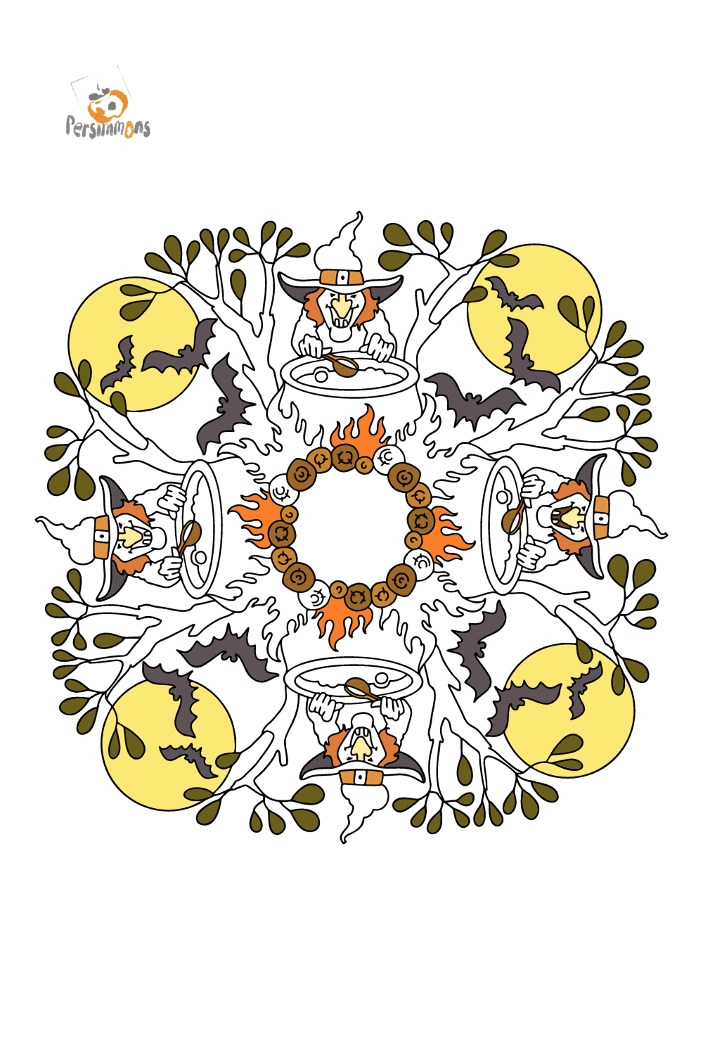 Mandala Halloween - witch coloring page | Coloring-for-Adults.com