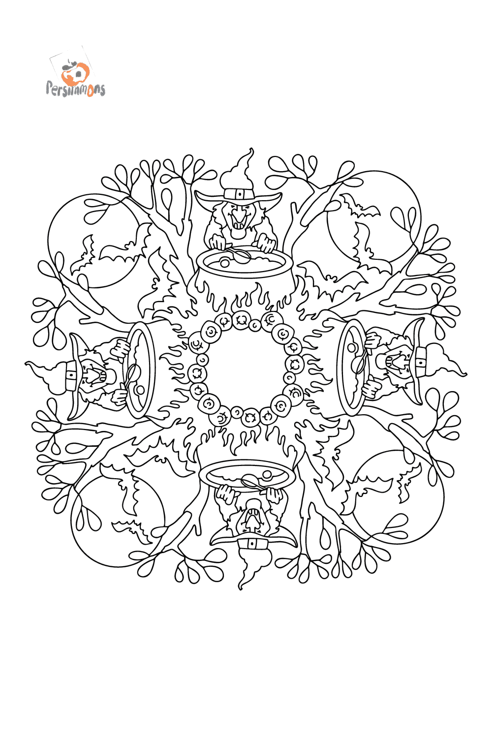 Mandala Halloween Witch Coloring Page Coloring For Adults