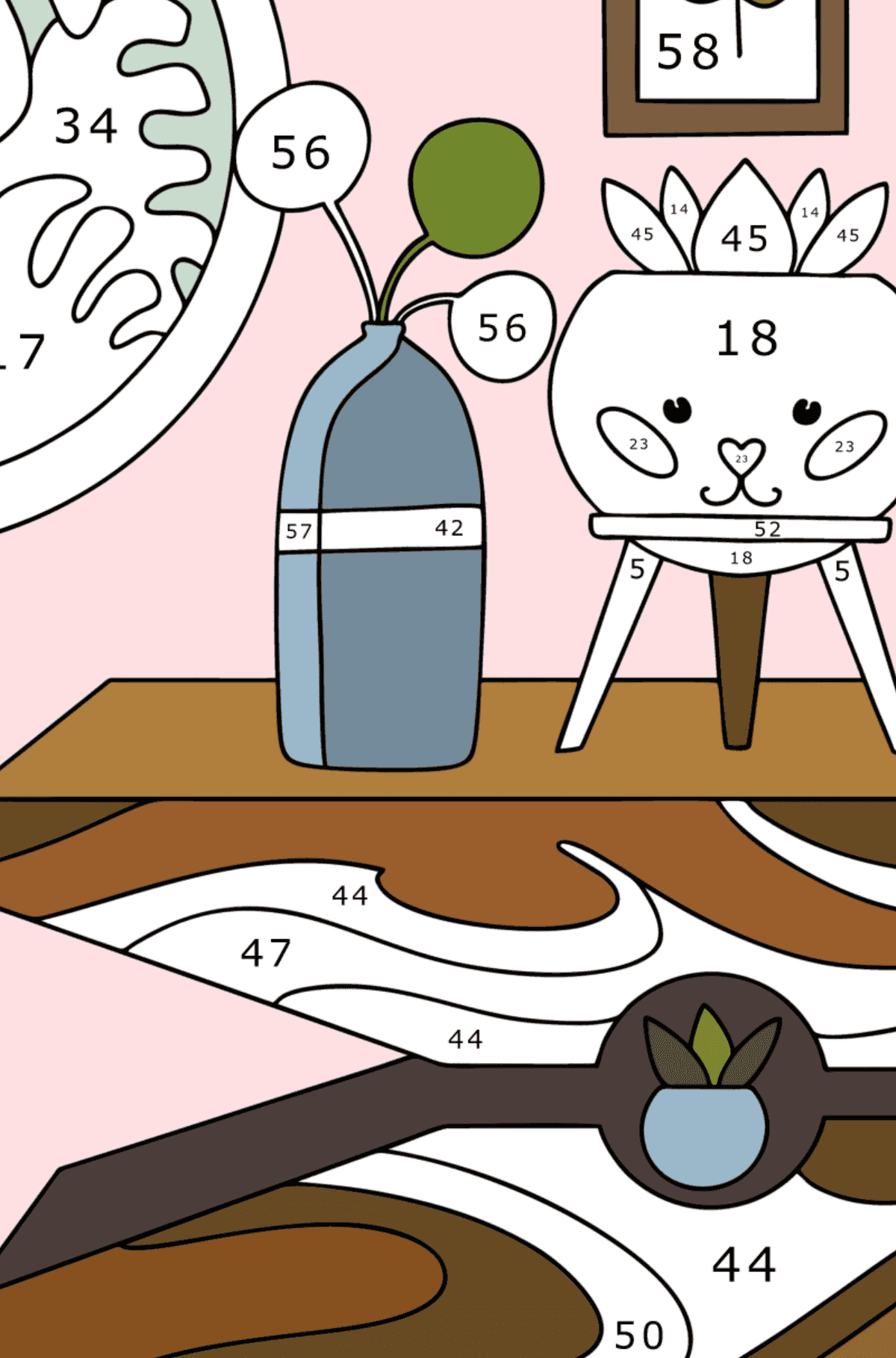 Boyama sayfası Şifoniyer - sayılarla oynamak yetişkinler için