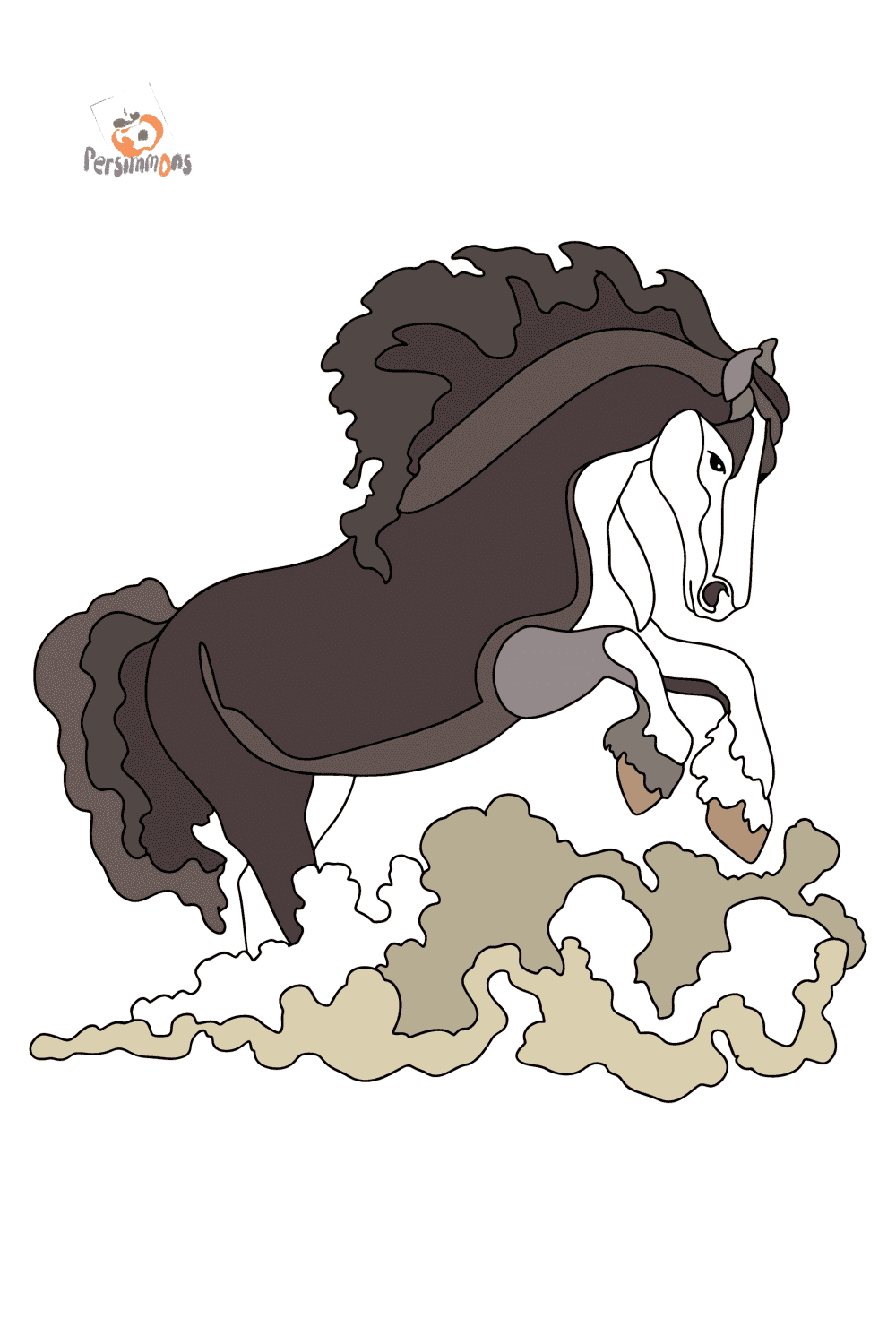 Black horse - Horses coloring pages for Adults online