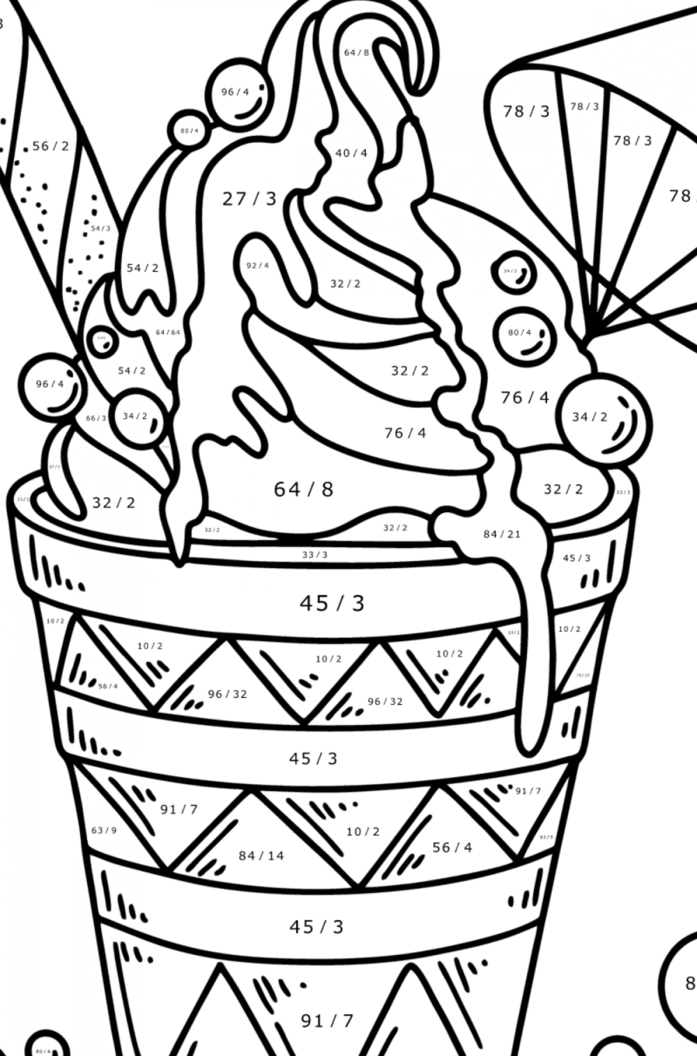 Yummy ice-cream - Ice cream coloring pages for Adults online