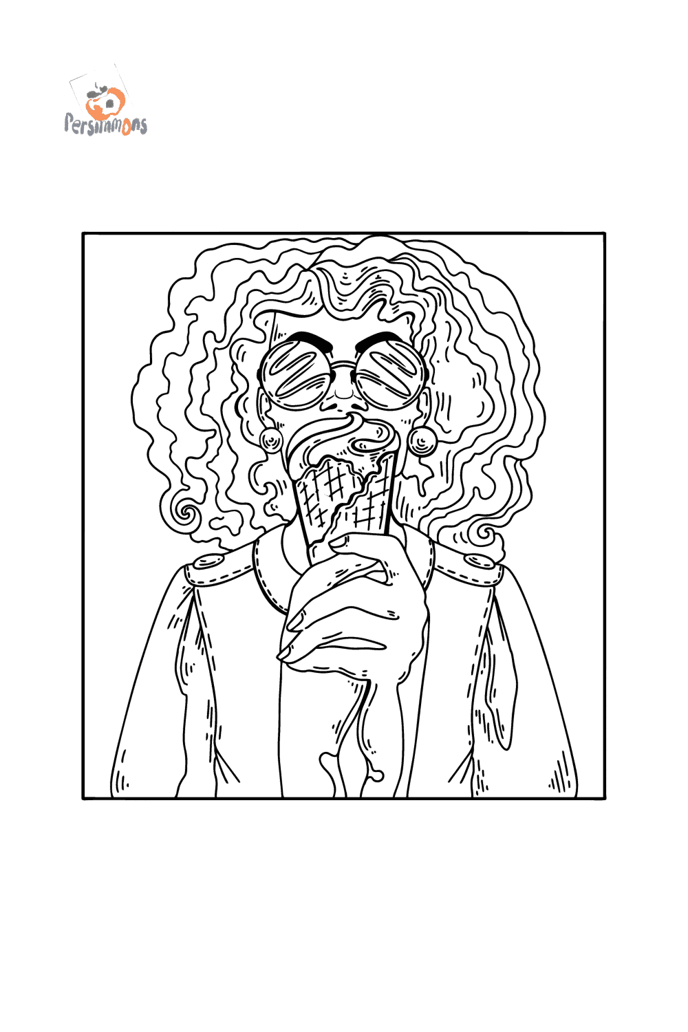 Girl with ice cream - Ice cream coloring pages for Adults online