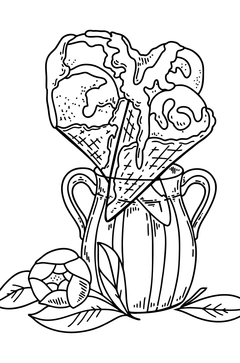 Ice cream coloring pages for Adults - Online or Printable