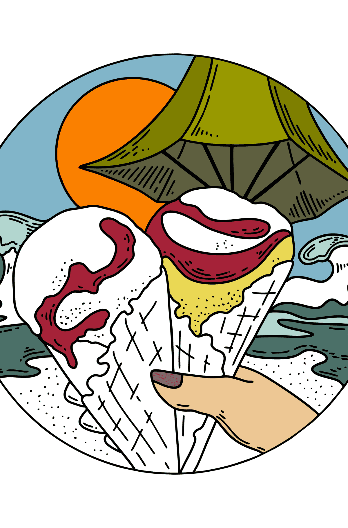 Coloriage Crème glacée - Coloriages pour adultes