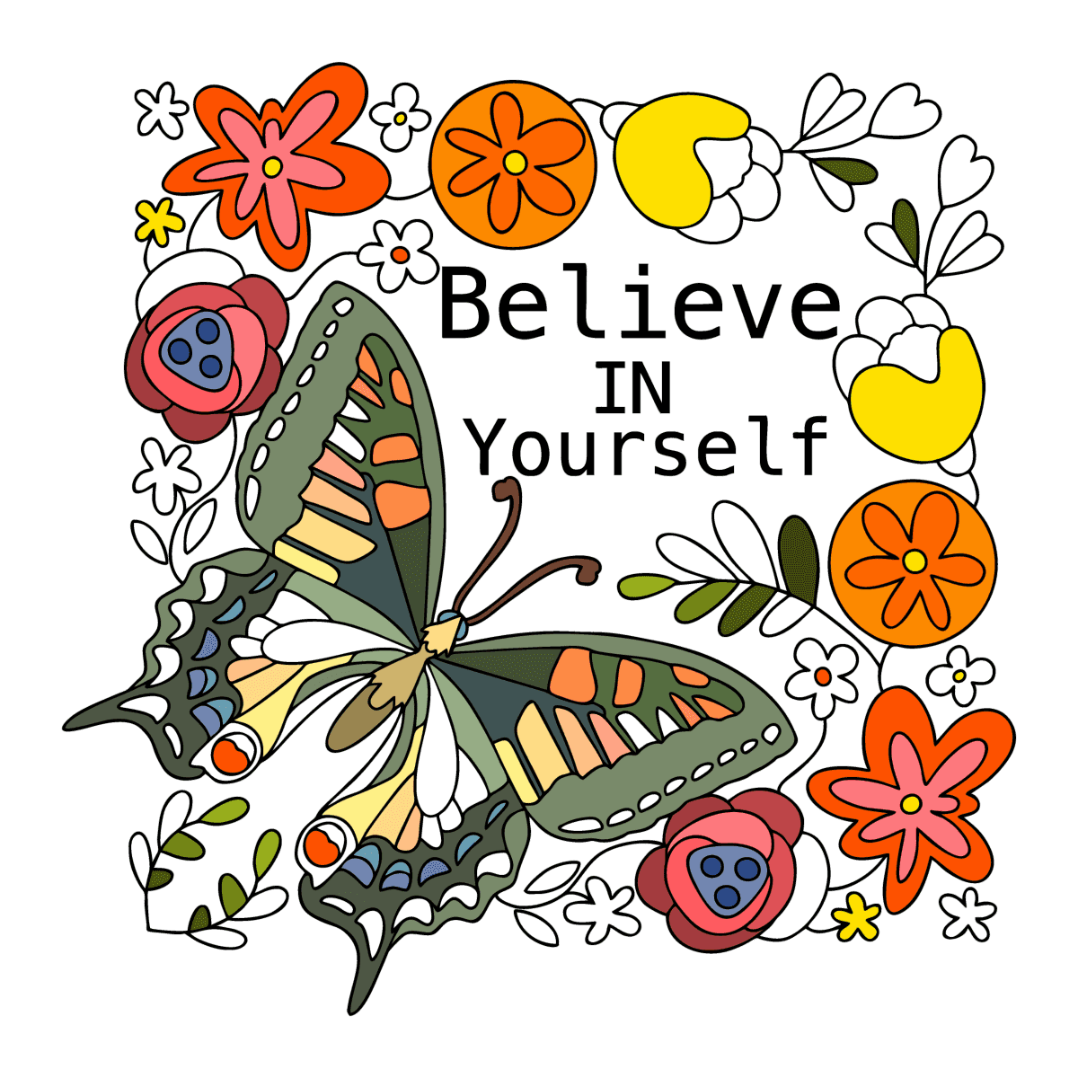 Believe in yourself coloring page | Coloring-for-Adults.com