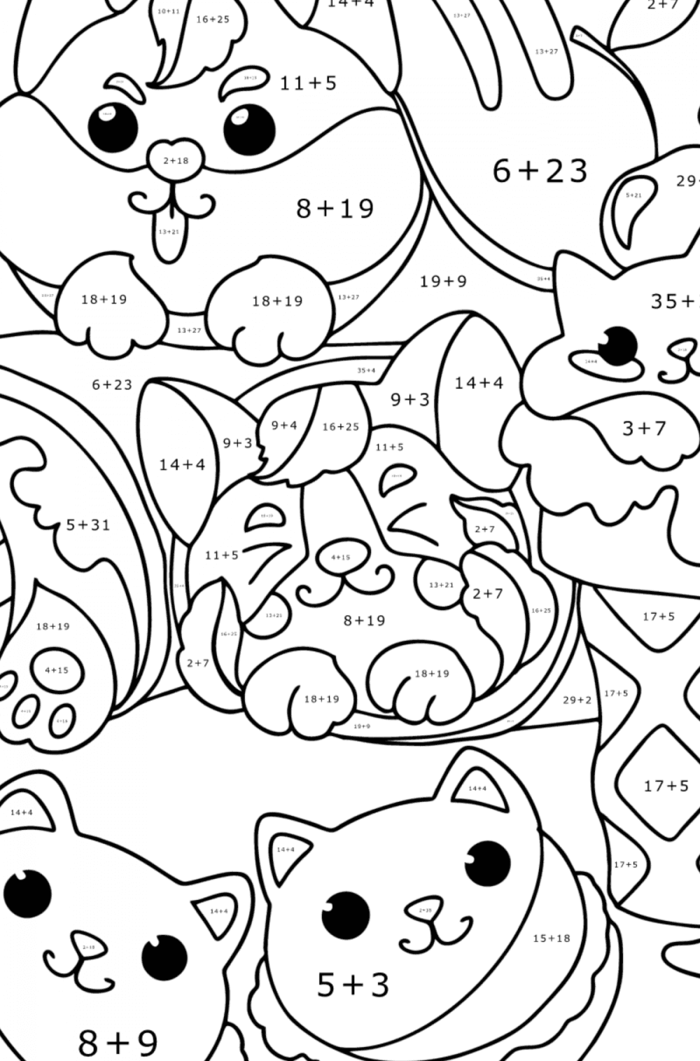 Cat in lavash coloring page | Coloring-for-Adults.com