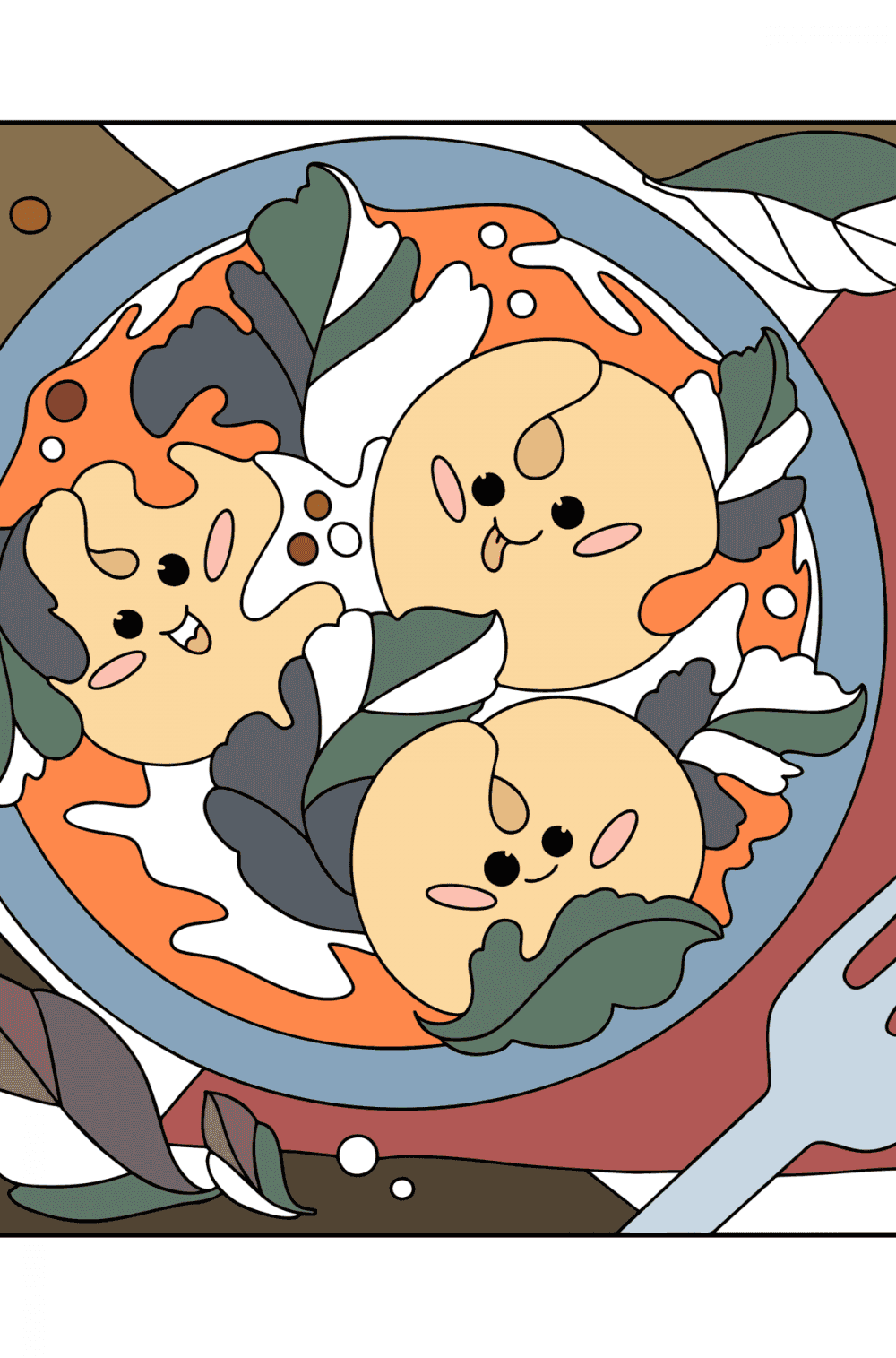 Kawaii burger cat coloring page | Coloring-for-Adults.com