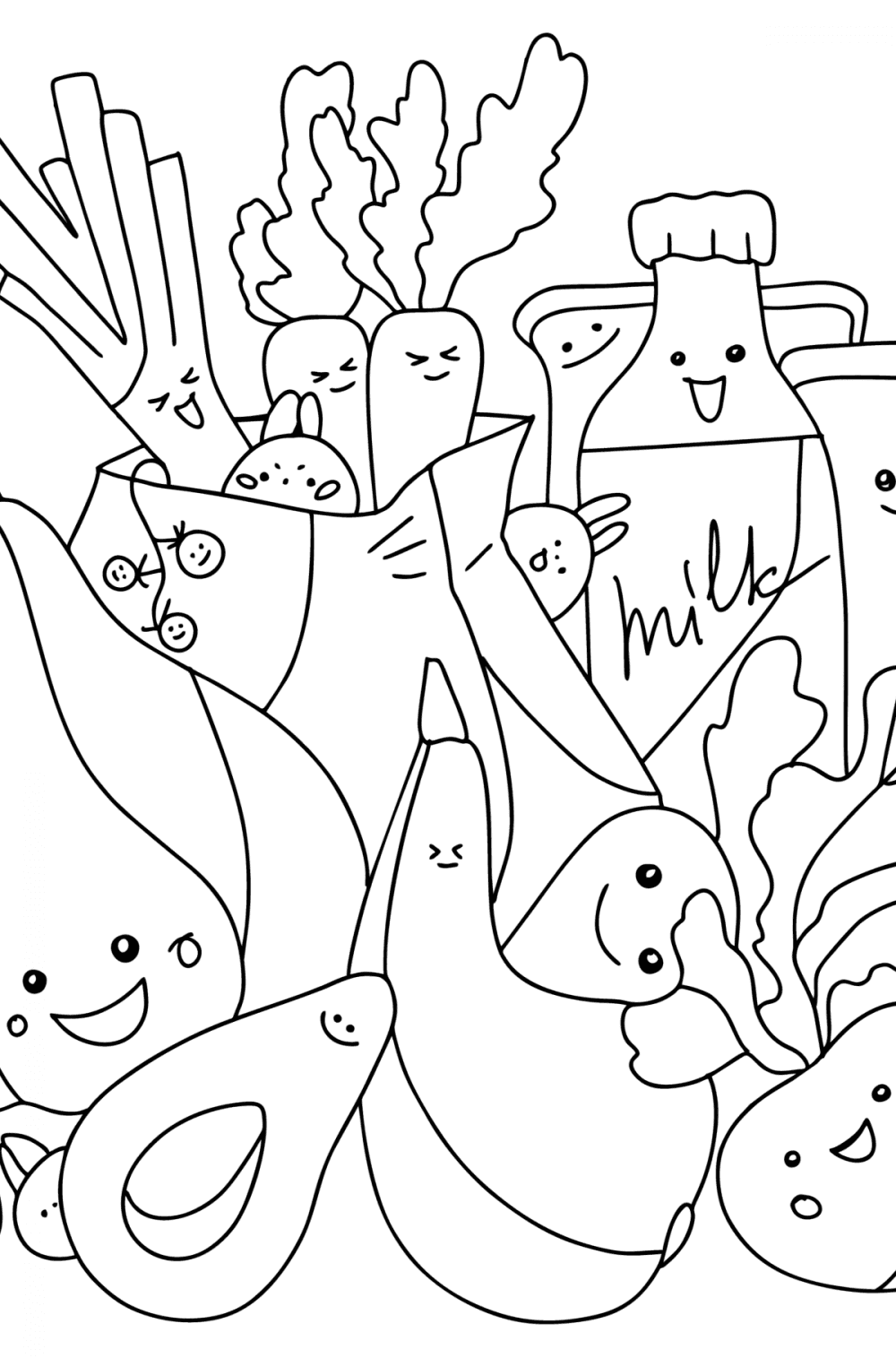 Kawaii coloring pages for Adults Online or Printable