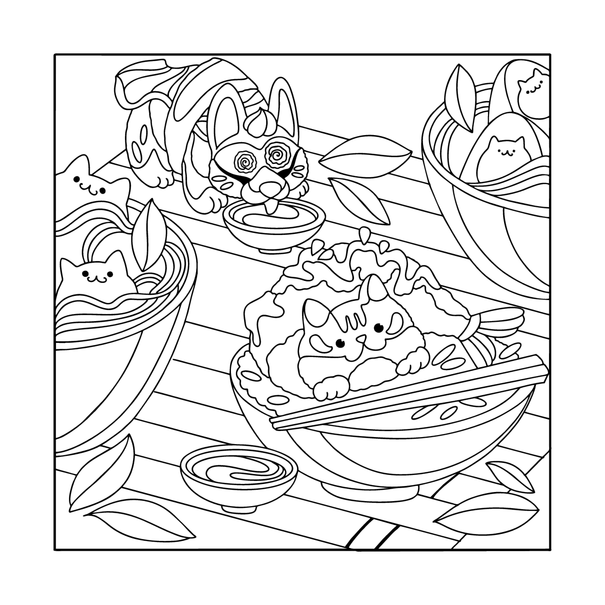 Japanese Lunch Coloring Page Coloring for Adults japanese-lunch-coloring-page-coloring-for-adults
