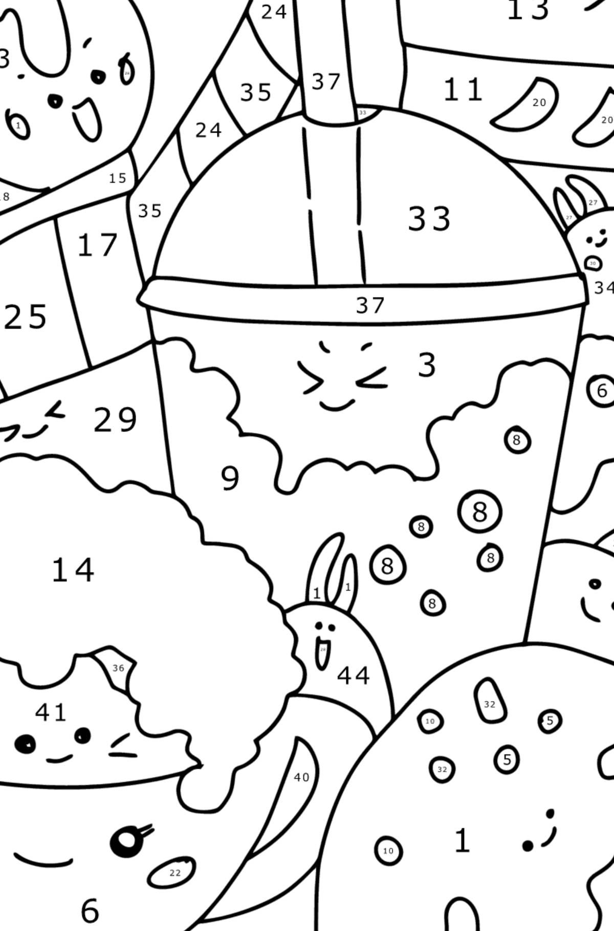 Kawaii food coloring page ♥ Online, and Print for Free