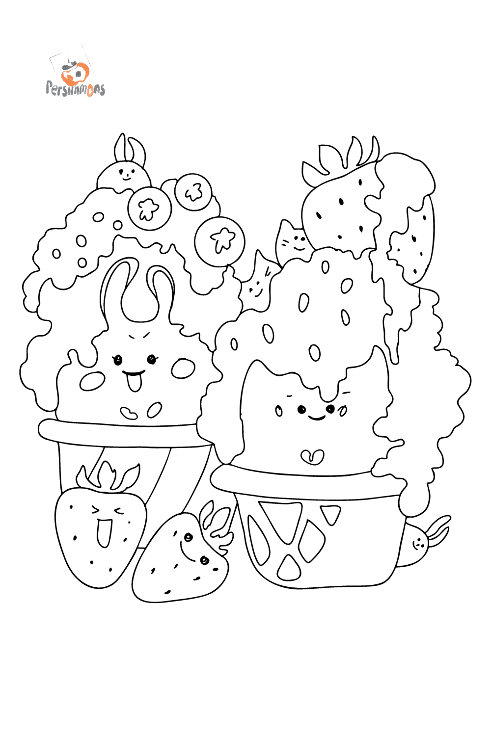 Desenho Sorvete Kawaii para colorir - para Imprimir e Online