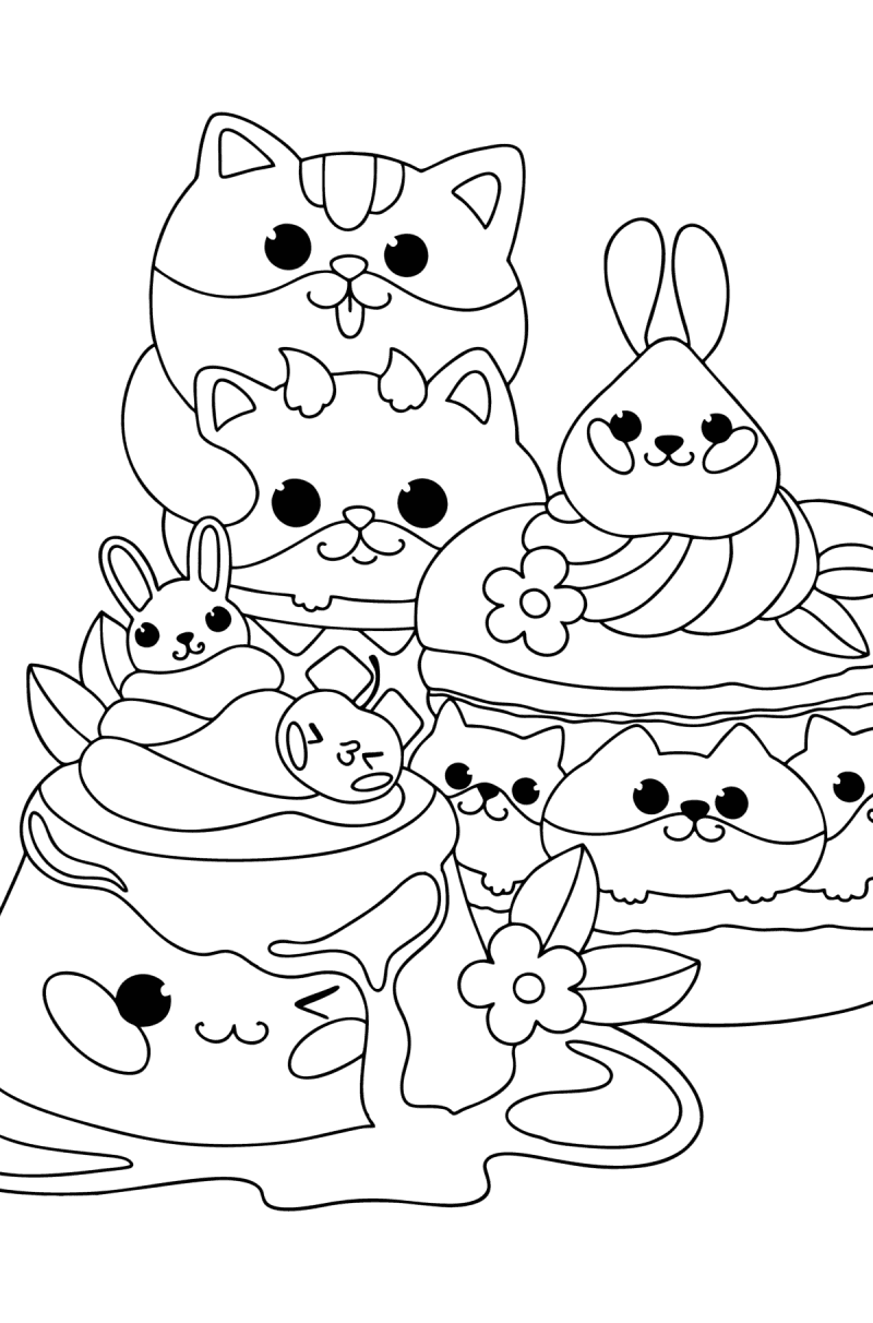 Kawaii coloring pages for Adults - Online or Printable