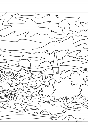 Landscape Gloucestershire England - coloring pages for Adults