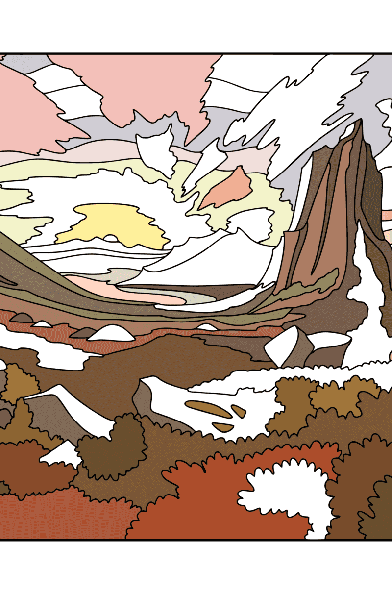 Sunrise Landscapes coloring pages for Adults online and printable