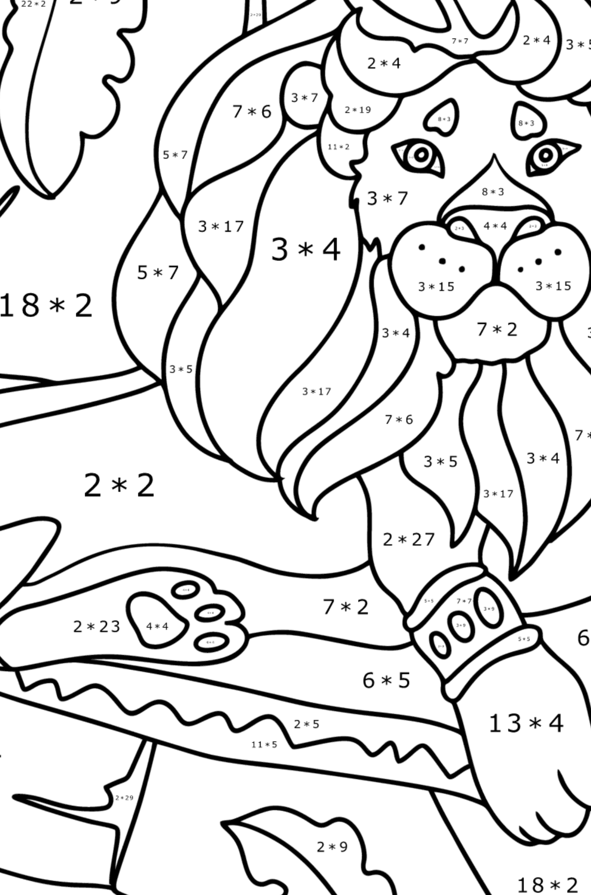 Beautiful lion - Lions coloring pages for Adults online and printable