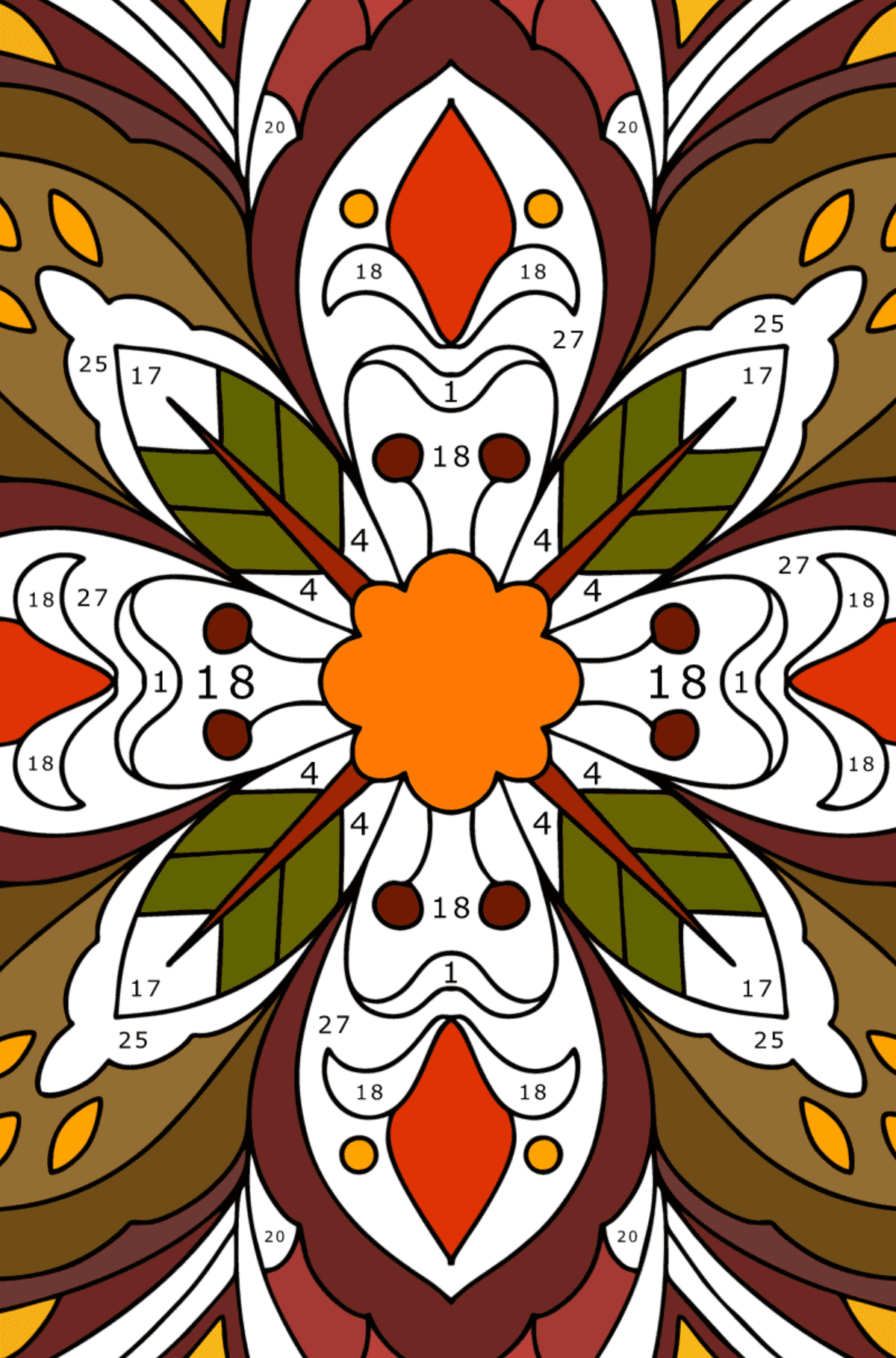 Boyama sayfası Mandala of Love - sayılarla oynamak yetişkinler için