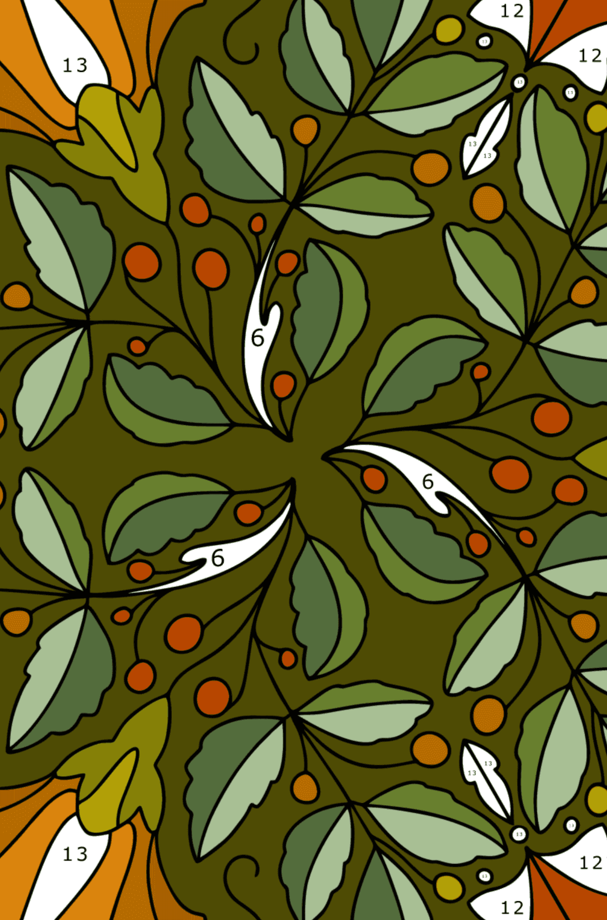 Раскраска Узор Мандала Цветы - Раскраска по Номерам для Взрослых