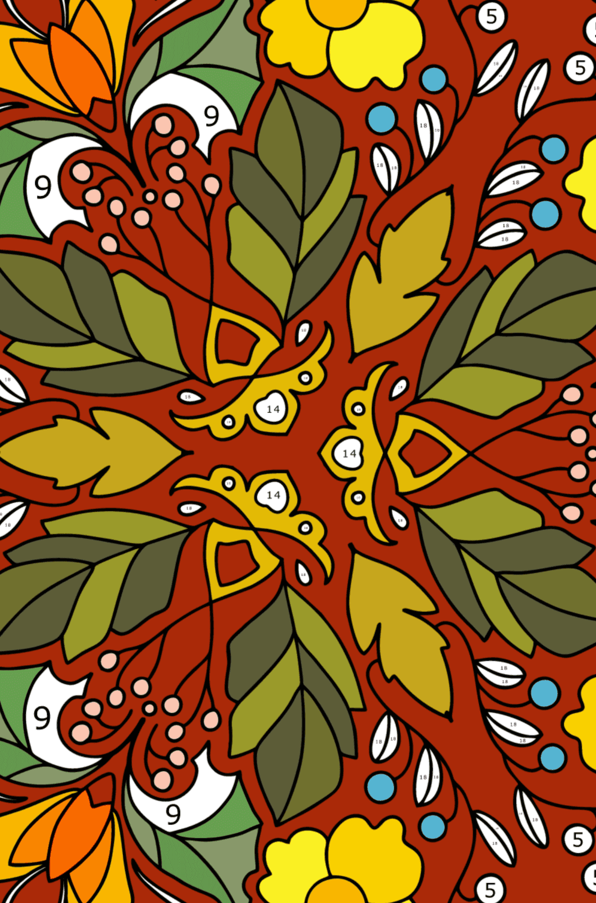 Kifestő Mandala virágok - számokkal játszani felnőtteknek