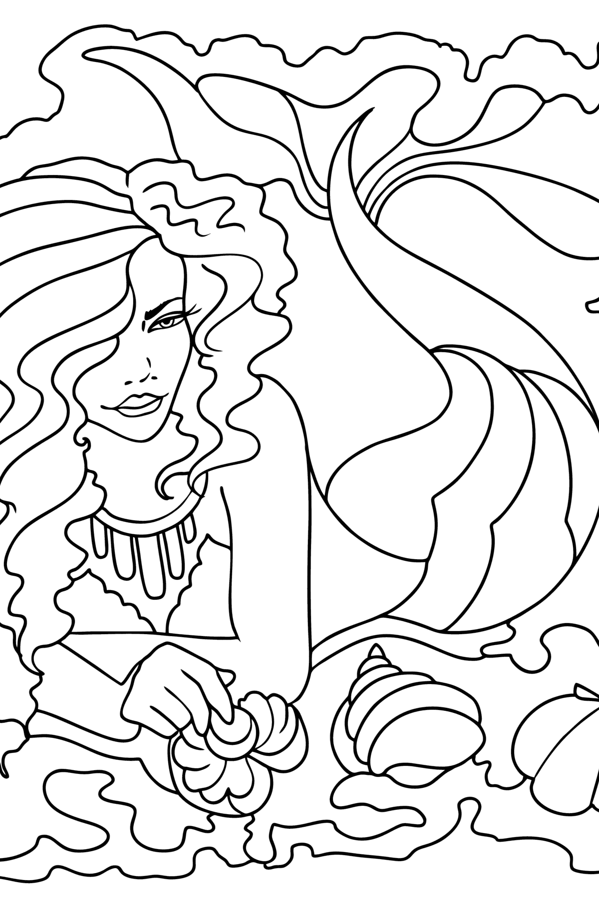 Dibujos Sirenas para colorear Imprime y en Línea - Hermosa sirena